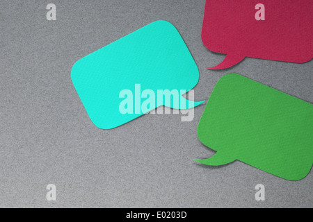 Paper dialog boxes on gray background with blank empty copy space Stock Photo