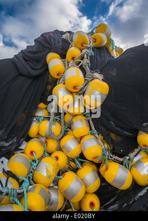 Fishing nets with floats, Neskaupstadur town.  Stock Photo