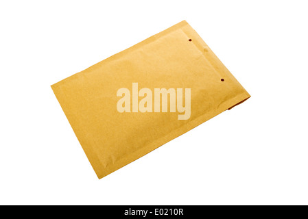 Blank yellow document envelope on white background Stock Photo