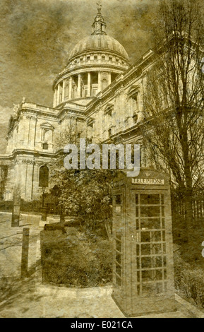 Vintage Antigue Picture of St. Paul's Cathedral in London. Stock Photo