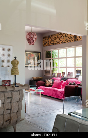 Home Interior With Open Plan Lounge And Dining Area Stock Photo - Alamy