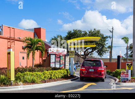 A McDonald's restaurant Drive-thru, Florida, USA Stock Photo