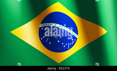 Brazilian Flag flowing close up Stock Photo