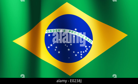 Brazilian Flag flowing close up Stock Photo