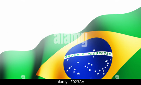 Brazilian Flag flowing close up Stock Photo