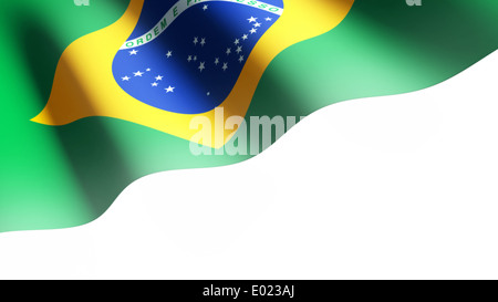 Brazilian Flag flowing close up Stock Photo