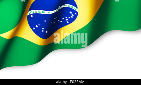 Brazilian Flag flowing close up Stock Photo