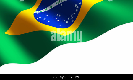 Brazilian Flag flowing close up Stock Photo