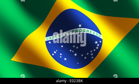 Brazilian Flag flowing close up Stock Photo