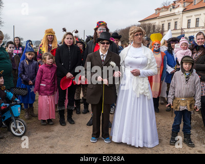 Carnival procession in Rochlov near Pilsen Stock Photo