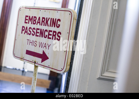 Embarking passengers sign at the Immigration Museum Melbourne, Australia Stock Photo