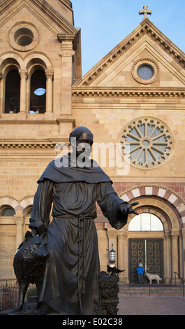 Sculpture of Saint Francis of Assisi in front of the Santa Fe Cathedral ...