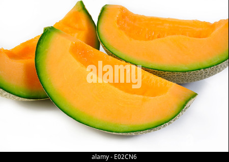 sliced melon on white background Stock Photo