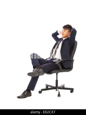 businessman sitting on a chair and  thinking strategies Stock Photo