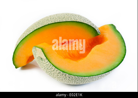 sliced melon on white background Stock Photo