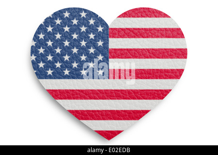 Heart shaped US flag, isolated on white Stock Photo