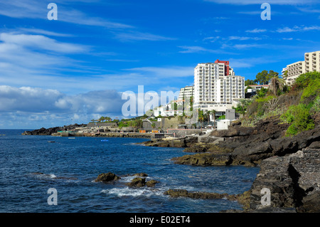 Funchal Madeira Portugal. Hotels Lido and coastline Stock Photo