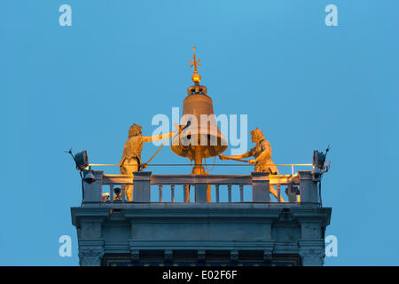 Bell on the Torre dell'Orologio in St. Mark's Square, Venice, Veneto, Italy Stock Photo