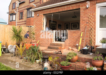 Preparing for the fitting of new plastic doors and windows Stock Photo