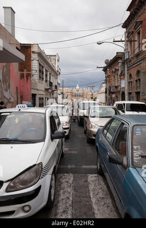 Guatemala City, Guatemala. 15th Mar, 2013. Evening traffic lines up at a light downtown. © Alena Kuzub/ZUMA Wire/ZUMAPRESS.com/Alamy Live News Stock Photo