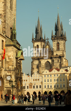 Old town square in Prague, Church of Our Lady before Tyn Stock Photo