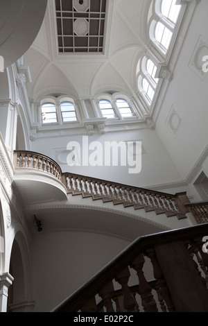Architectural atrium and staircase in the Burlington Gardens building of the Royal Academy. Stock Photo