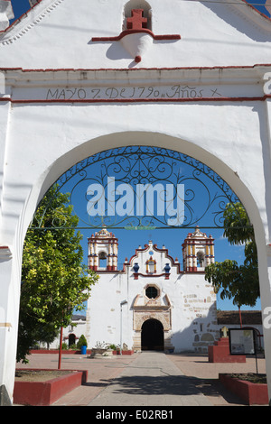 Blood of Christ Church and arch Teotitlan del Valle Oaxaca State Mexico Stock Photo