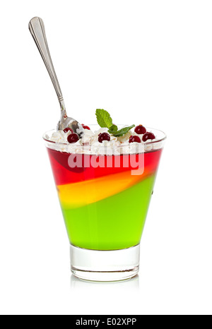 jelly dessert in glasses isolated on white Stock Photo