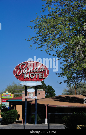 Vintage motel sign on the roadside Las Cruces, New Mexico Stock Photo