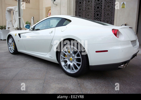 Brilliant White Ferrari 599 GTB Fiorano Sports Car Stock Photo