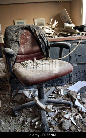 A destroyed office in a building adjoining the World Trade Center following a massive terror attack which destroyed the twin towers killing 2,606 people September 16, 2001 in New York, NY. Stock Photo