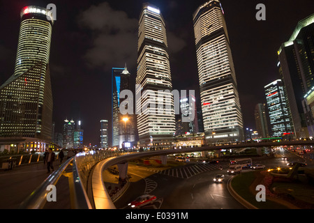 Shanghai at night,  the world financial center Stock Photo