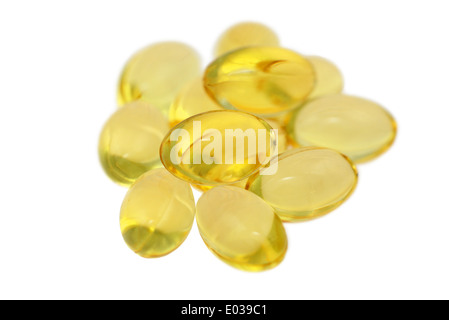 fish oil capsules isolated on white background Stock Photo