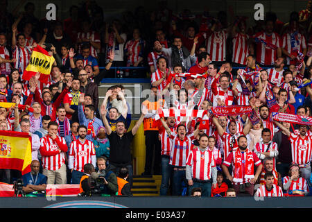 London, UK. 30th Apr, 2014. Atletico Madrid fans during the Champions League Semi Final match between Chelsea and Atletico Madrid at Stamford Bridge. Credit:  Action Plus Sports/Alamy Live News