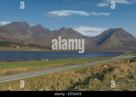 Looking across Loch Slapin towards the Munro mountain Blaven on the Isle of Skye, Scotland, UK Stock Photo