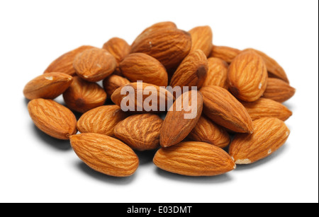 Group of Almonds Isolated on White Background. Stock Photo