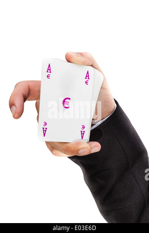 an elegant young businessman showing an ace in his hand Stock Photo