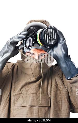 A man wearing an NBC Suite (Nuclear - Biological - Chemical) Stock Photo