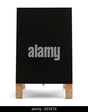 Black Chalk Board Standup Restaurant Menu Sign Isolated On White Background. Stock Photo