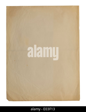 Old White Paper with Aged Edges Isolated on White Paper. Stock Photo