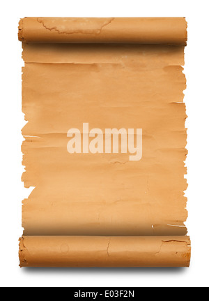 Blank Paper Scroll with Copy Space Isolated on White Background. Stock Photo