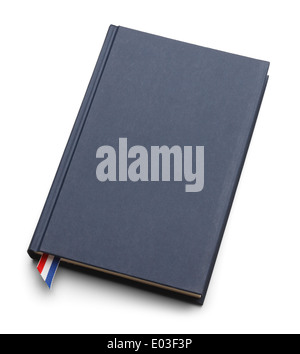 Blank blue book with copy space isolated on white background. Stock Photo