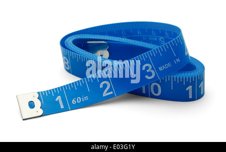 Sewing Tape measure rolled up Isolated on White Back Ground. Stock Photo