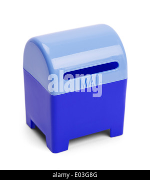 Blue Mail and Letter Drop Box Isolated on White Background. Stock Photo