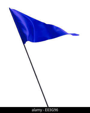 Fabric Golf Flag Waving in the Wind on Pole Isolated on White Background. Stock Photo