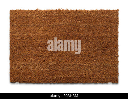 Natural Fiber Welcome Mat with Copy Space Isolatedon White Background. Stock Photo