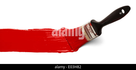 Paint Brush Stroke Across Page Isolated on White Background. Stock Photo