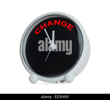 Time to Change Clock Isolated on White Background. Stock Photo