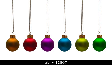 Round Tree Ornaments Isolated on White Background. Stock Photo