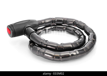 closeup of a bike lock on a white background Stock Photo